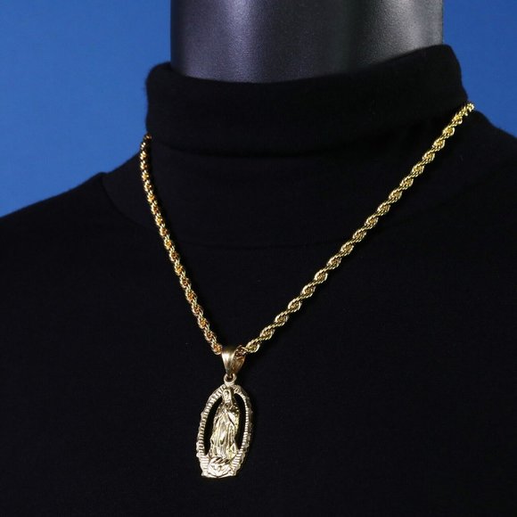 Virgin Mary 14k Gold Necklace + Pendant